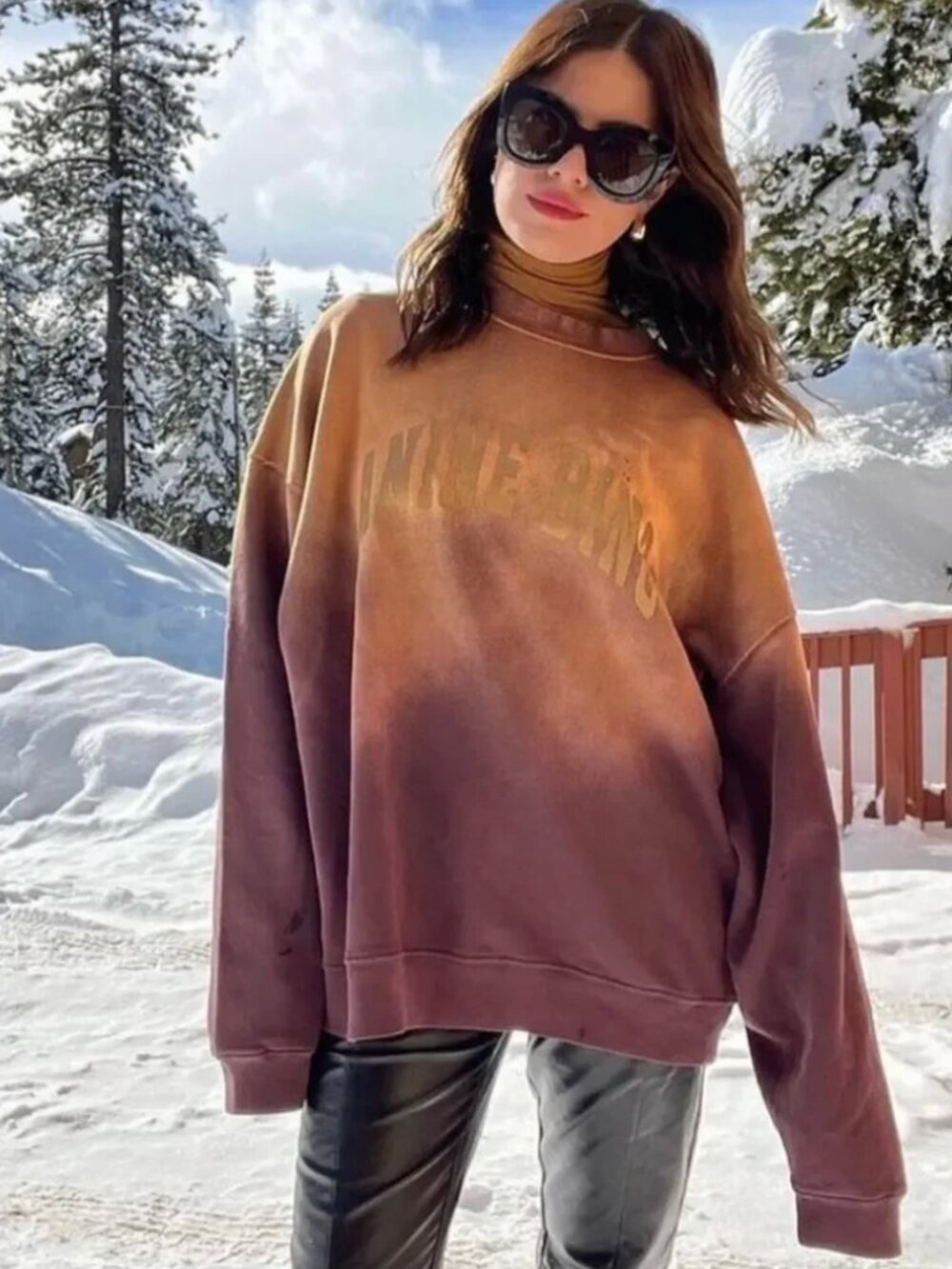Anine Bing Harvey Crewneck Sweatshirt Washed Faded Burgundy Tie Dye XS